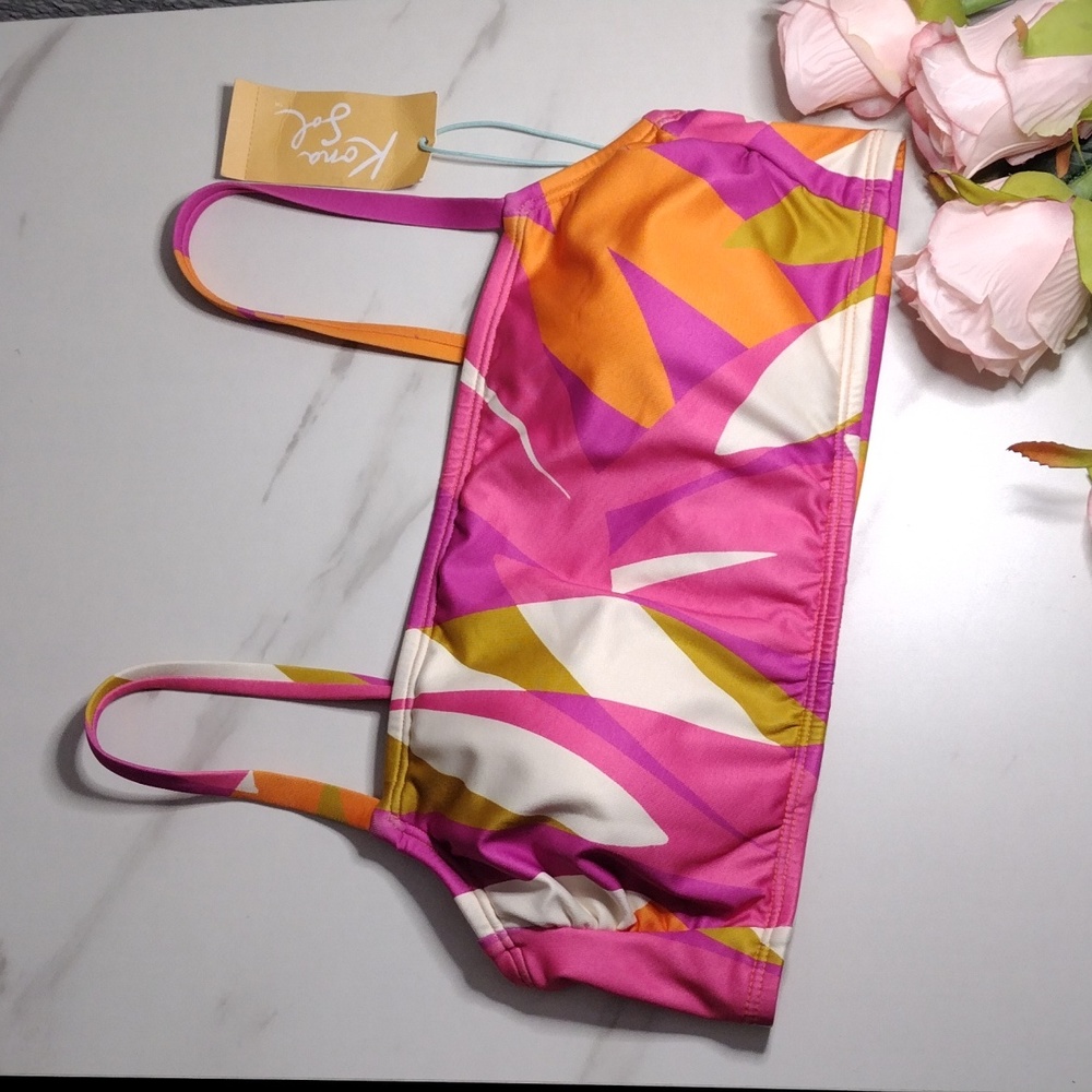 Kona Sol Pink Abstract swim top